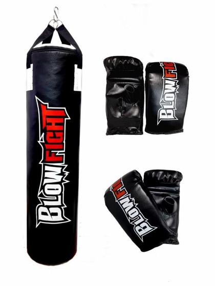 Imagem de Saco De Boxe 90 Cm Profissional + 2 Luva Bate Saco Preto