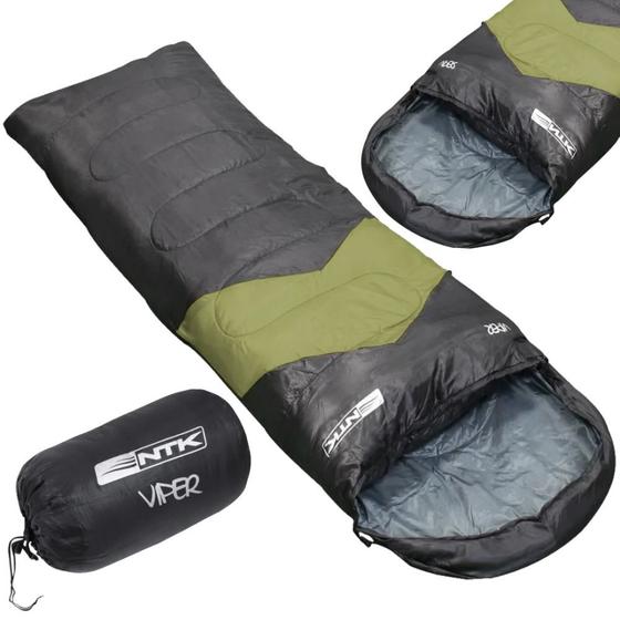 Imagem de Saco de Dormir Acampamento Camping Nautika Viper Preto/Verde