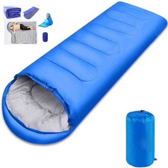 Saco de dormir impermeavel termico cobertor camping dobravel com capuz bolsa transporte Menor preço em Saco de dormir impermeavel termico cobertor camping dobravel com capuz bolsa transporte