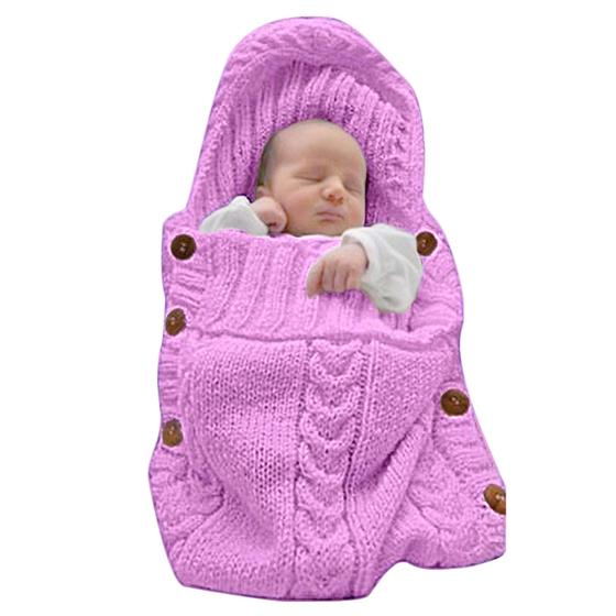 Imagem de Saco de dormir Swaddle Wrap XMWEALTHY Newborn Baby Knit rosa