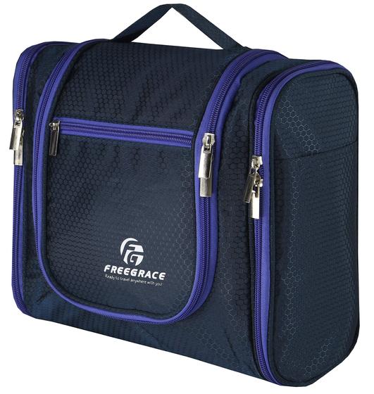 Imagem de Saco de Higiene Pessoal Suspenso Capacidade Extra Grande  Bolsas Premium Travel Organizer para homens e mulheres  Casa de banho de nylon impermeável durável, chuveiro, saco de maquilhagem para produtos de higiene pessoal, cosméticos, escovas (azul es