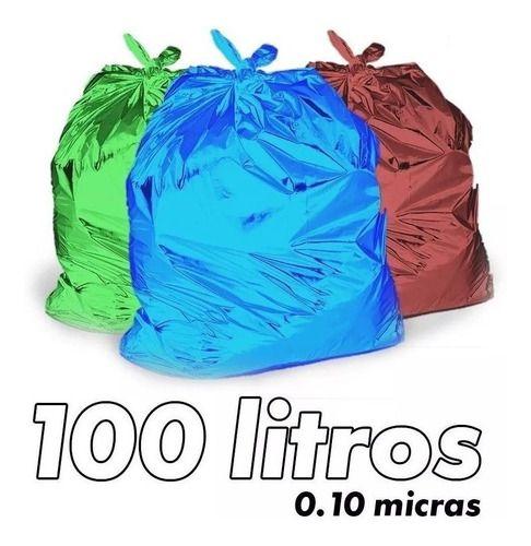 Imagem de Saco De Lixo 100 Litros Colorido Reforçado 0,10 Micras 100u