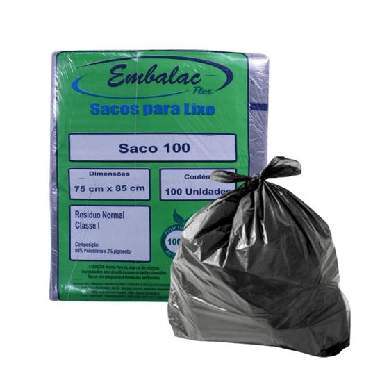 Saco de lixo 100 litros Preto Embalac com 100 unidades Menor preço em Saco de lixo 100 litros Preto Embalac com 100 unidades
