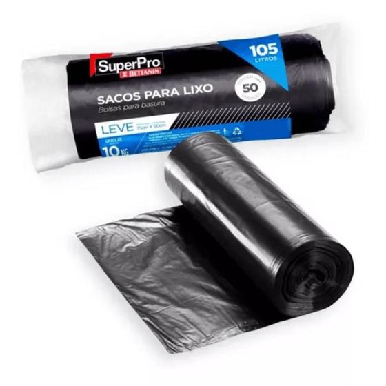 Imagem de Saco de Lixo 105L Preto Rolo c/ 50 unidades Bettanin