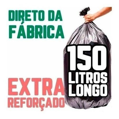 Imagem de Saco De Lixo 150 Litros 100 Un Preto Reforçadíssimo