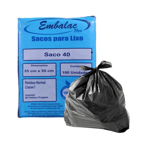 Imagem de Saco de lixo 40 litros Preto Embalac com 100 unidades