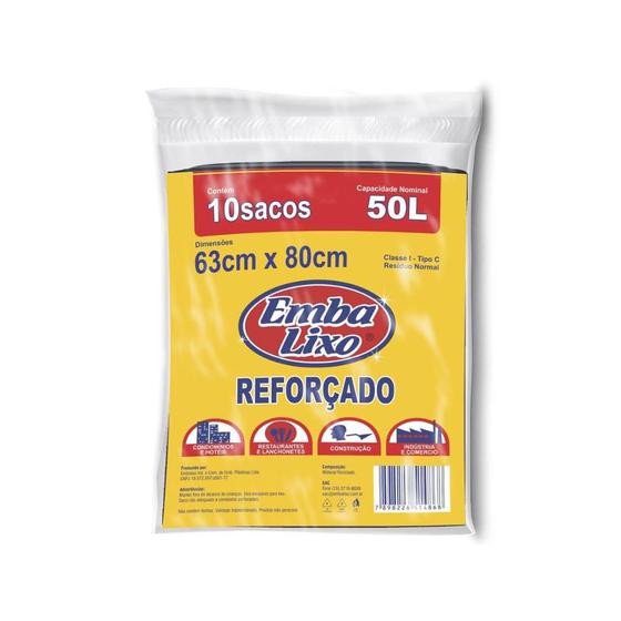 Imagem de Saco de Lixo 50 litros Preto reforçado Embalixo com 10 unidades