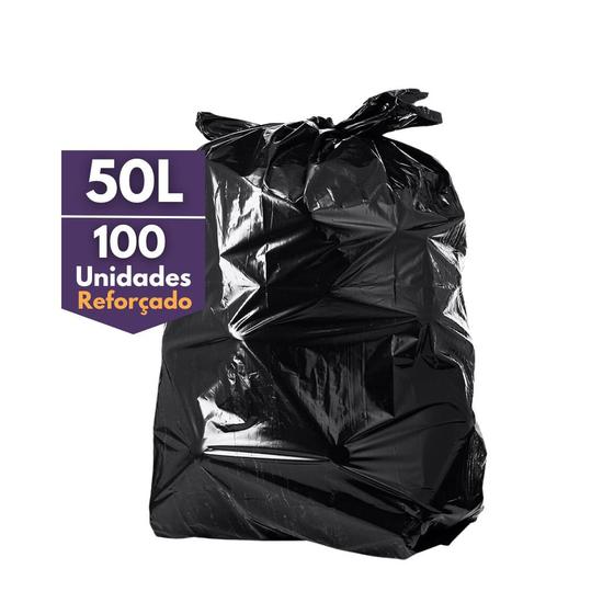 Imagem de Saco de Lixo 50 Litros Reforçado P/ Lixeiras Inox 100 Un