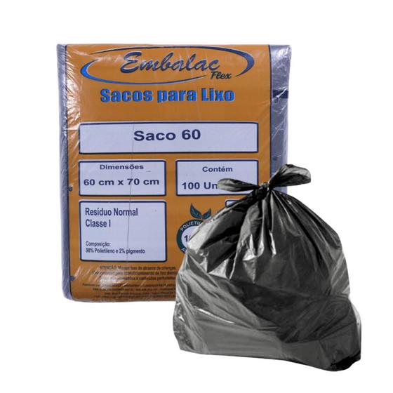 Imagem de Saco de lixo 60 litros Preto Embalac com 100 unidades