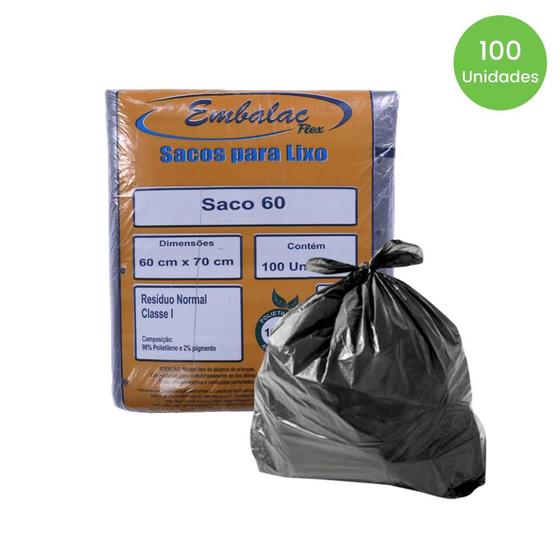 Imagem de Saco de lixo 60 litros Preto Embalac com 100 unidades