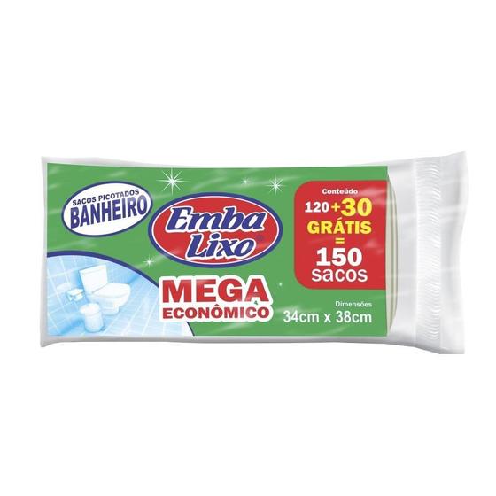 Imagem de Saco de Lixo Embalixo Mega Rolo para Pia/Banheiro Preto 8L - Embalagem com 180 Unidades