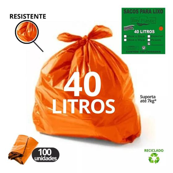 Imagem de SACO DE LIXO ESPECIAL 40L 45X55CM BAY PLASTIC - Laranja C/ 100un