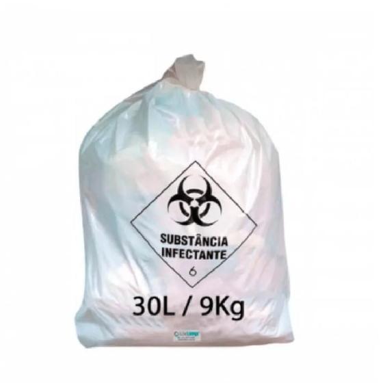 Imagem de Saco de lixo hosp branco infect 30l 59cmx62cm pct c/100un