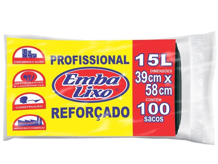 Imagem de Saco de Lixo Preto 15L Reforçado Embalixo