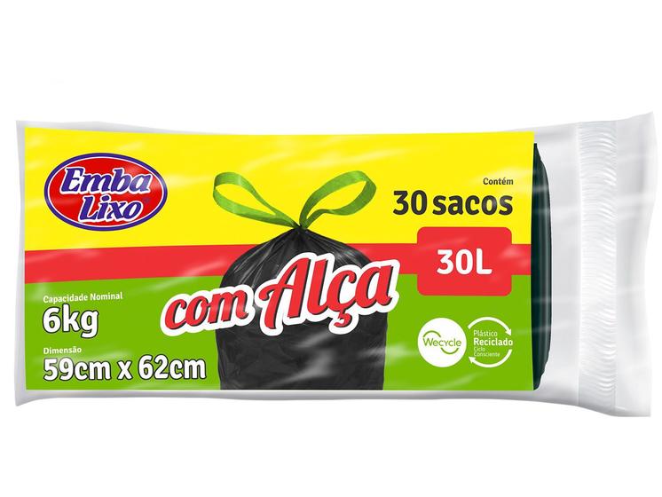 Saco de Lixo Preto 30L com Alça Embalixo Menor preço em Saco de Lixo Preto 30L com Alça Embalixo