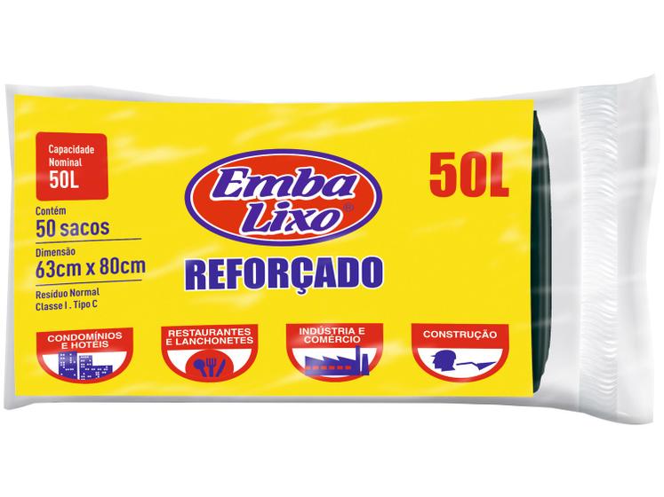 Imagem de Saco de Lixo Preto 50L Reforçado Embalixo