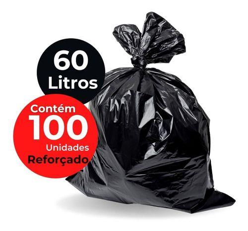 Imagem de Saco De Lixo Preto 60l Reforçado Resistente Doméstico 100un