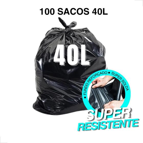 Imagem de Saco de Lixo Reforçado 40L Pacote com 100 Unidades Alta Resistência