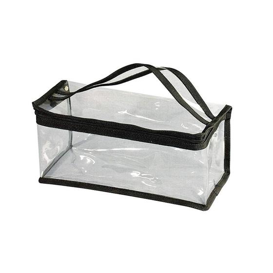 Imagem de Saco de Maquiagem Retangular Transparente em PVC - Organizador para Maquiagem e Cosméticos