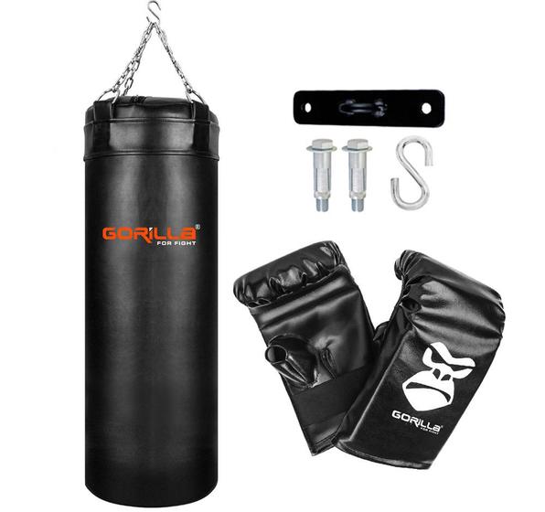 Imagem de Saco De Pancada 70 Cm + Luva Infantil + Suporte - Gorilla Muay Thai Boxe Treino Luta Criança