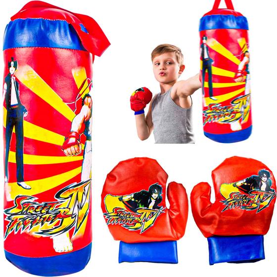 Imagem de Saco De Pancada Boxe Infantil Street Fighter Com Luvas - Ddg Toys