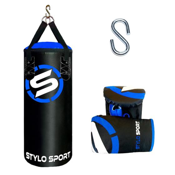Saco de Pancada Boxe Stylo 70 + Luva de Treino Bate Saco Infantil Menor preço em Saco de Pancada Boxe Stylo 70 + Luva de Treino Bate Saco Infantil