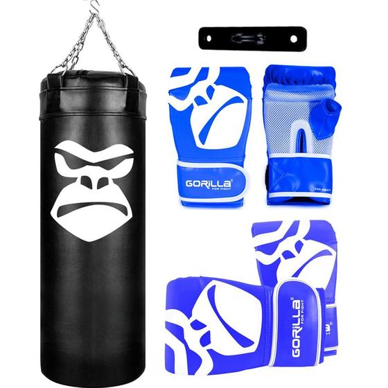 Imagem de Saco De Pancada Profissional Boxe 90 Cm Luva Bate Saco PRO Adulto + Luva Infantil + Suporte Gorilla