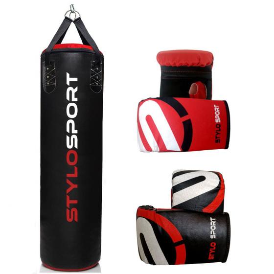 Saco de pancada stylo 160 + 2 pares luva adulto 1 preto 1 vermelho Menor preço em Saco de pancada stylo 160 + 2 pares luva adulto 1 preto 1 vermelho