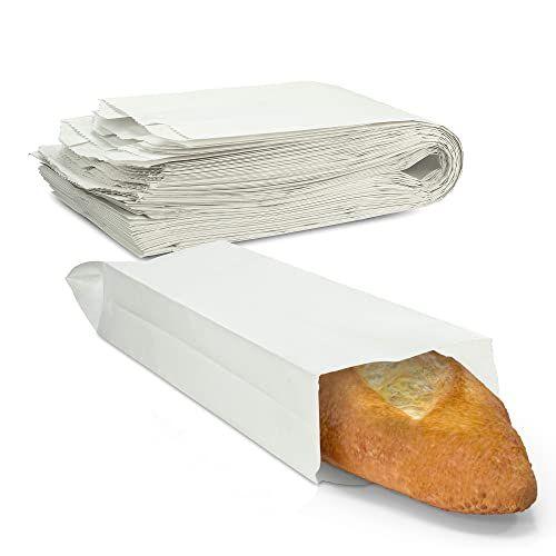 Imagem de Saco de pão de papel branco simples 5 1/4" x 3 1/4" x 18" Keep Bread Fresh by MT Products - (50 Peças)