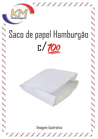 Imagem de Saco de papel hamburgão c/100 unid. - 14x14cm - lanche, saquinho de papel, hamburguer (738)