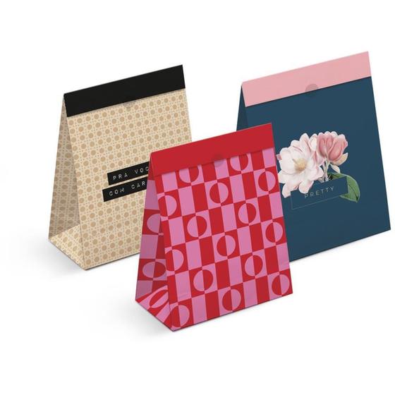 Imagem de Saco de Papel para Presente 27X19,5X9,5CM Sortido  Pacote com 10