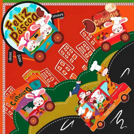 Imagem de Saco Express 39x39cm para Ovos de 350g a 500g - Food Truck Vermelho - 5 unidades - Cromus - Rizzo