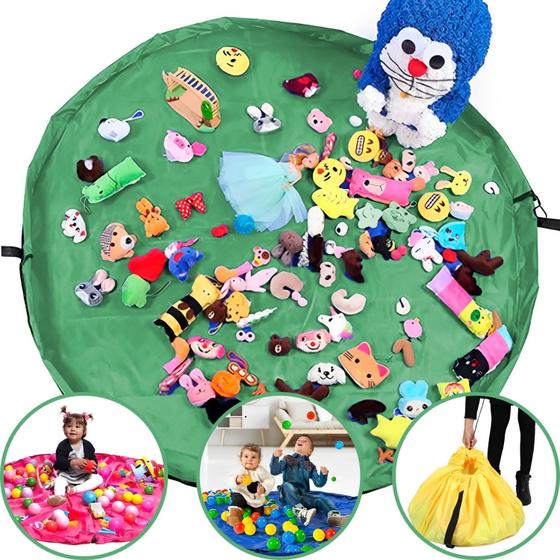 Imagem de Saco Guarda Brinquedos Multiuso Organizador Dobrável Infantil Tapete de Brincar