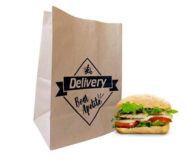 Imagem de Saco Kraft Para Delivery Sos Pp (17X10X24Cm) Com 50 Un.