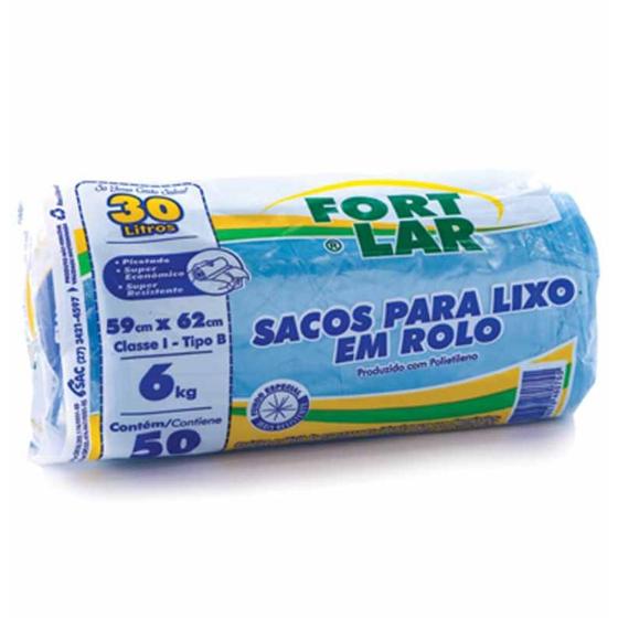 Imagem de Saco lixo 30l 59x62 azul fortlar / 50un / fort lar