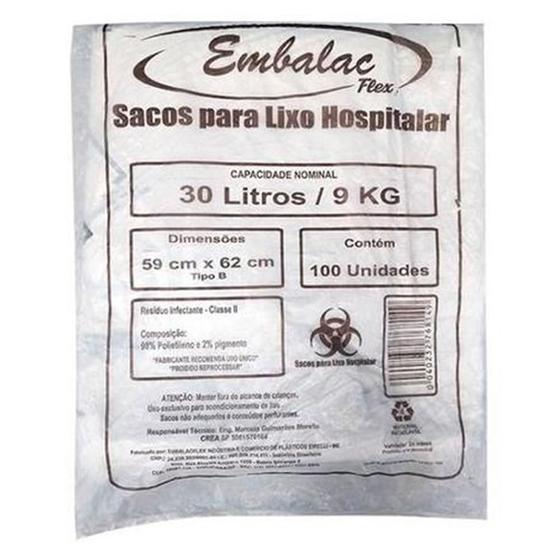 Imagem de Saco Lixo Hospitalar Infectante 30L C/100 Branco Embalac