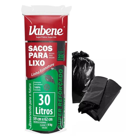 Imagem de Saco Lixo Preto Reforcado 30l 25un / Rolo Vabene Reciclável