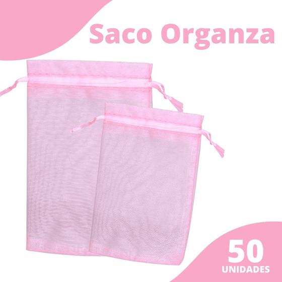 Imagem de Saco Organza - Saquinho 13x18 Rosa C/50 Para Lembrancinha - Nybc