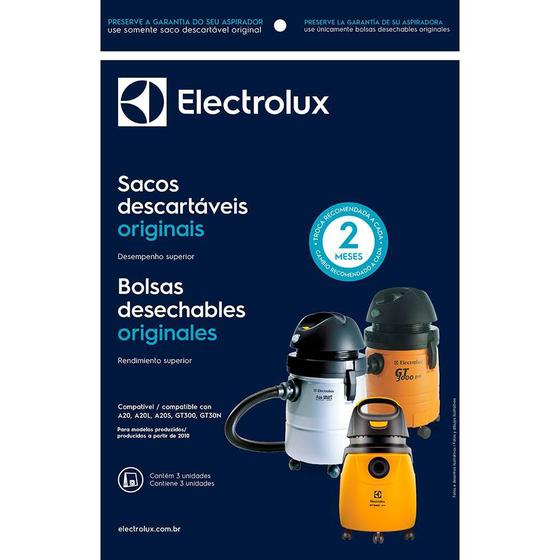 Imagem de Saco Original Electrolux A20 / Smart / GT300 CSE20 Kit 3 Und