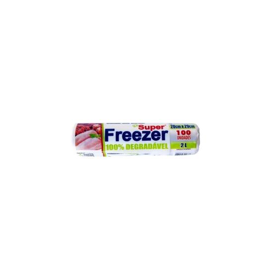 Saco Para Alimentos Freezer Super Plasticos 20cm x 29cm 2L Com 100un