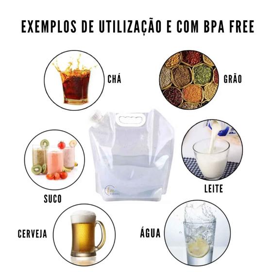 Imagem de Saco Para Armazenagem de Líquidos e Grãos Com Tampa Dosadora Bpa Free 5 Litros Galão Reutilizável