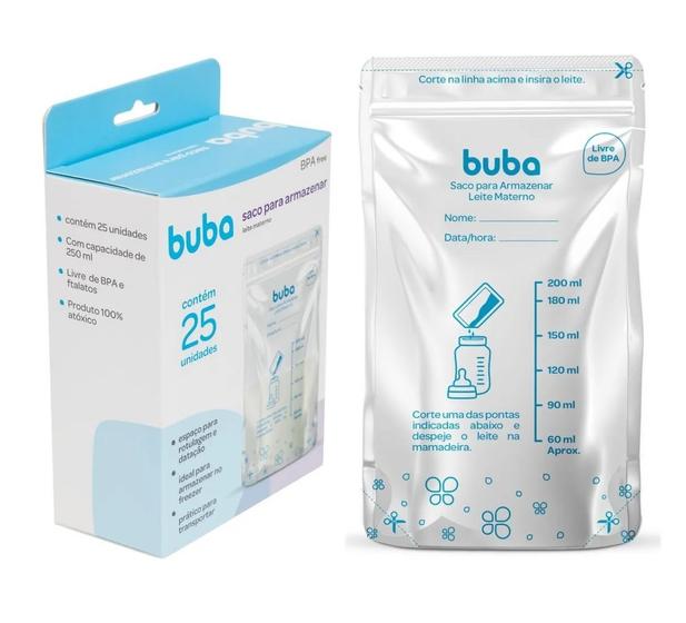 Imagem de Saco Para Armazenar Leite Materno 200ml 25 Unidades Buba