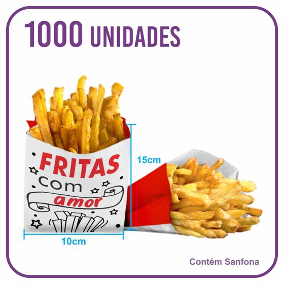 Imagem de Saco Para Batata Frita - Papel Kraft Branco (1000 Unidades)