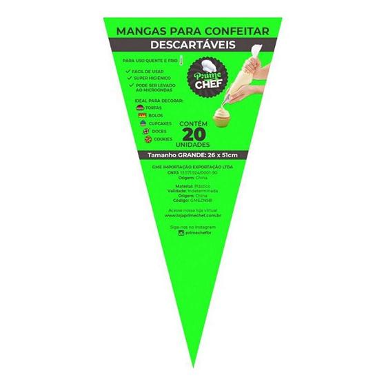 Imagem de Saco para Confeitar 26 x 51cm  - 20 unidades - Prime Chef - Rizzo Confeitaria