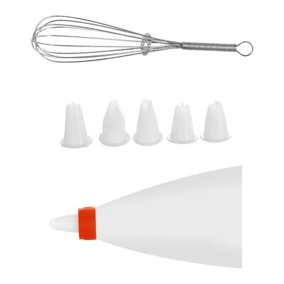 Imagem de Saco Para Confeitar Com Bate Clara Kit Confeiteiro 8 Peças