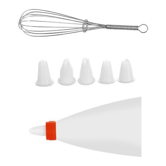 Imagem de Saco Para Confeitar Com Bate Clara Kit Confeiteiro 8 Peças