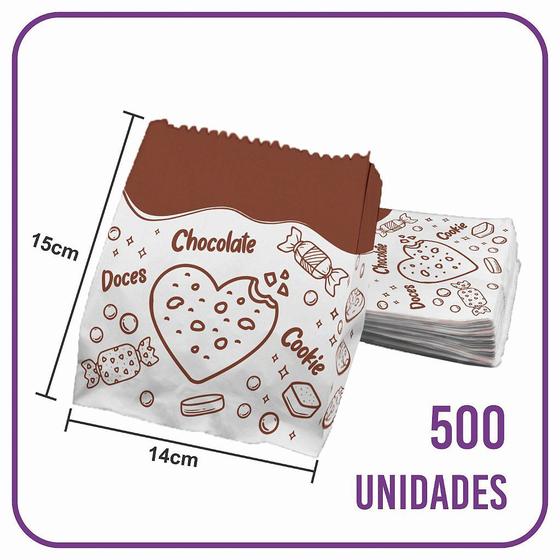 Imagem de Saco Para Doces Cookies Chocolate - Papel Kraft Branco (500 Unidades)