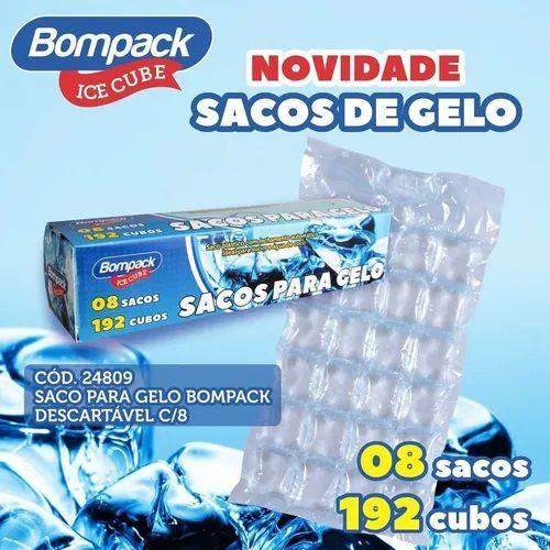 Imagem de Saco para Gelo Bompack Descartável - 10 Caixas (8 sacos de 192 cubos cada)