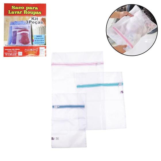 Imagem de Saco Para Lavar Roupa Intima Com Ziper Com 3 Pecas Pmg