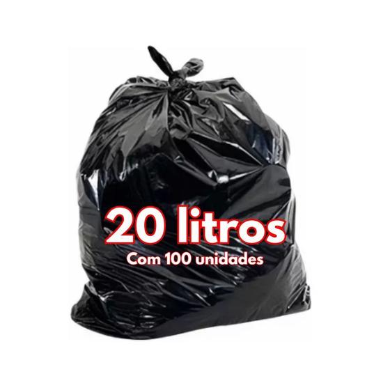 Imagem de Saco para Lixo 20 litros preto - 50 x60 - Pacote com 1,5 kg - 100 unidades